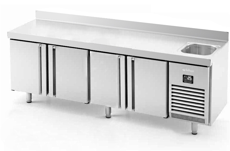 BMGN 2450 F Table réfrigérée avec évier GN1/1 Série 700