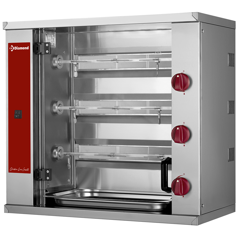 WR-RVGS-G3 Rôtissoire à poulets gaz, 3 broches (9 poulets) SMALL