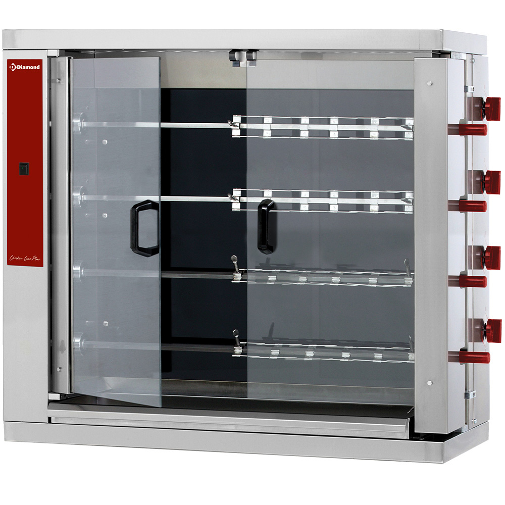 RVE/4C-CM Rôtissoire électrique vitrocéramique, 4 broches (24 poulets)