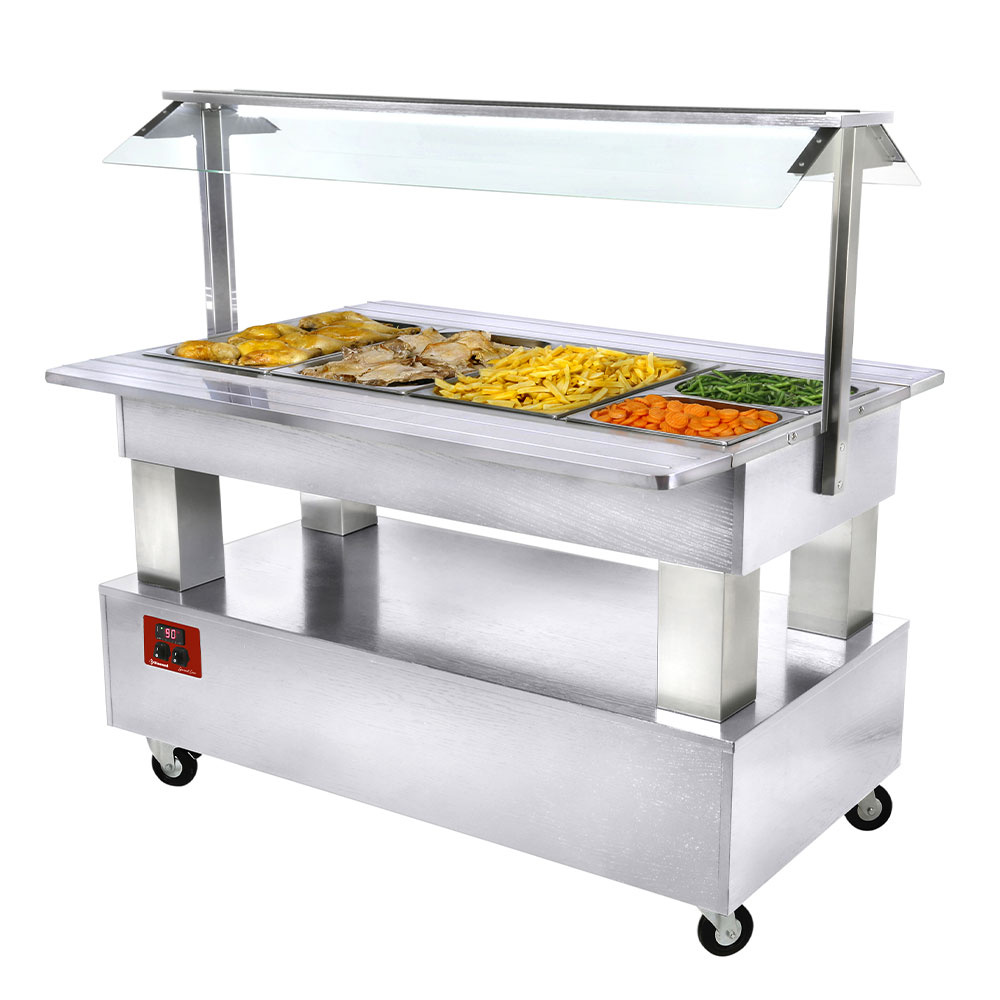 BBM/4N-A1 Buffet chauffant, bain marie, 4x GN1/1-150 (Bois Blanc)