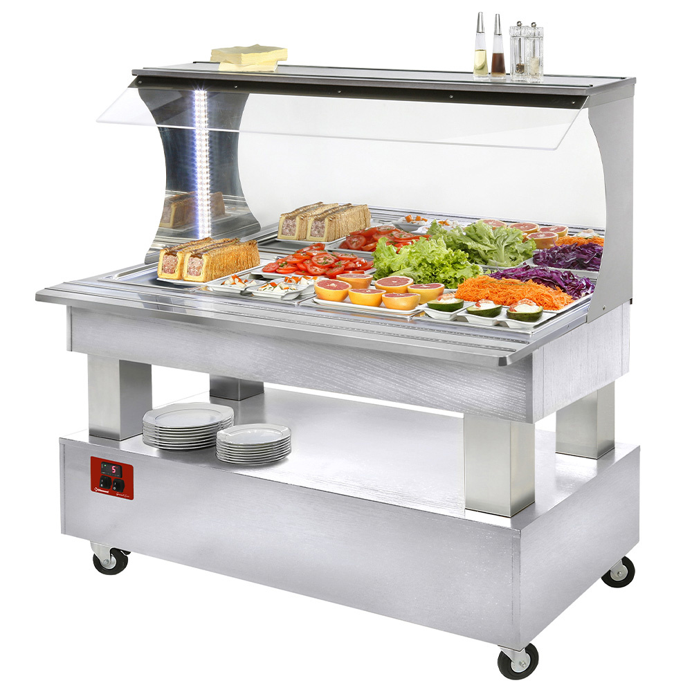 ASB/4N-A1-R2 Buffet - Salade bar mural, réfrigéré, 4x GN1/1-150 (Bois Blanc)