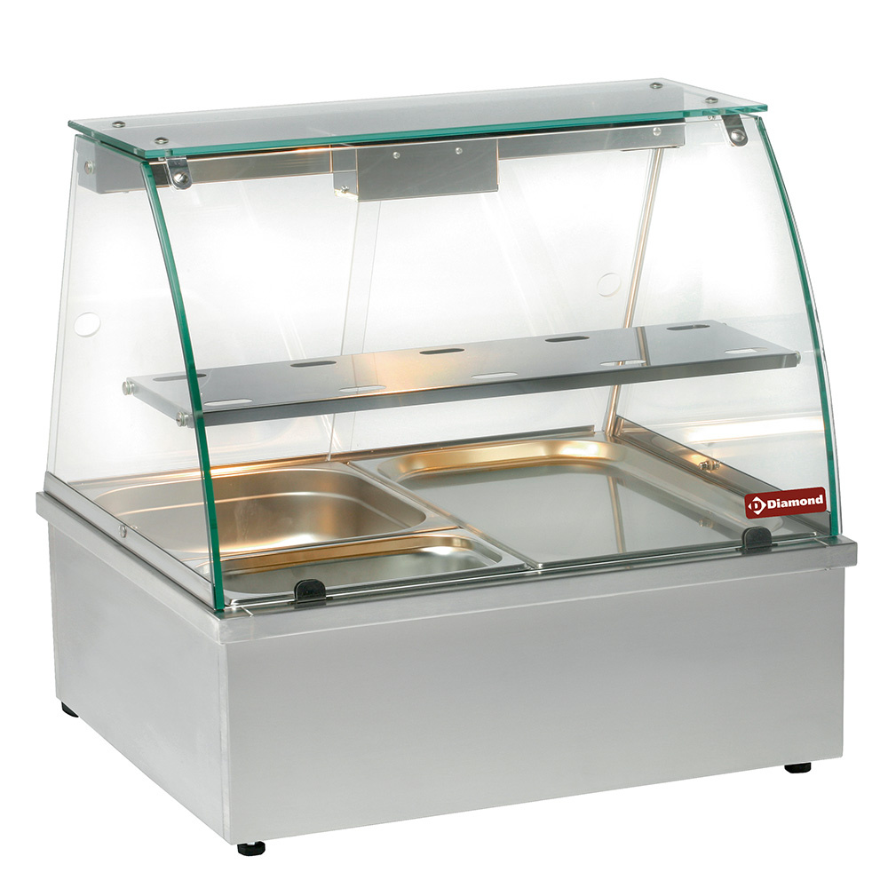 VBE-211 Vitrine chauffante, bain-marie 2x GN 1/1, panoramique
