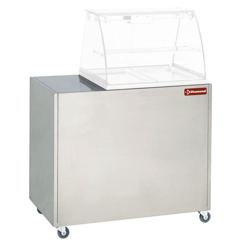 MEX-RG2 Meuble inox support vitrine VBE-211, sur roulettes