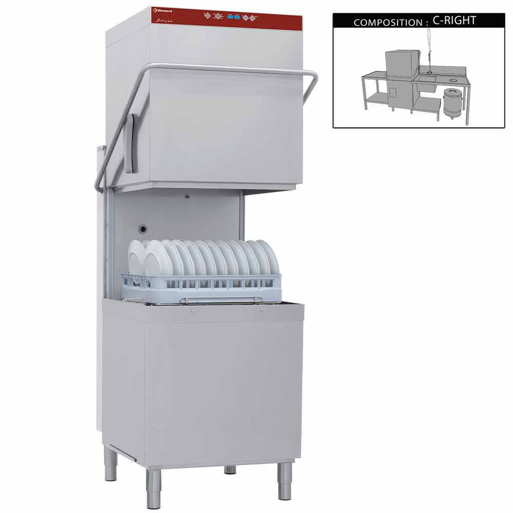 DCR37/6-AC/C-D Lave-vaisselle à capot complet, compose de :