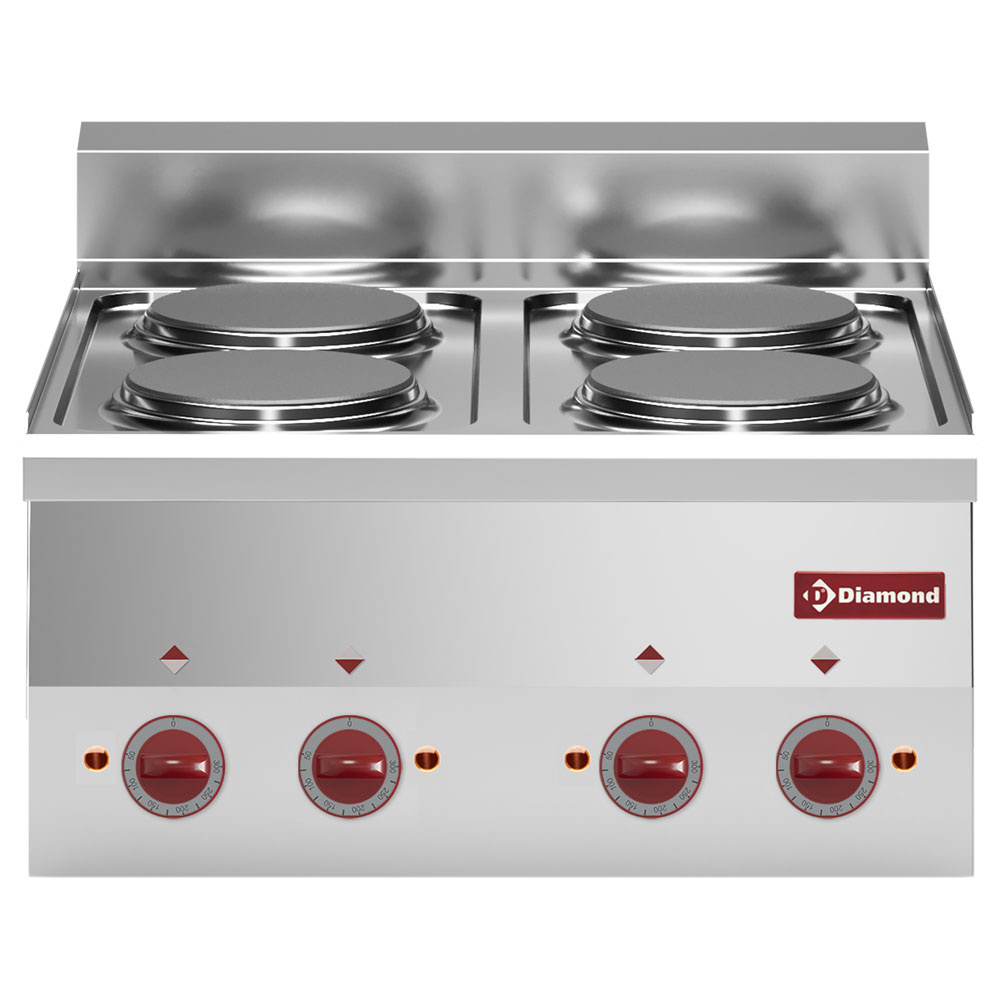 E60/4P6T-N Cuisinière électrique 4 plaques -Top-