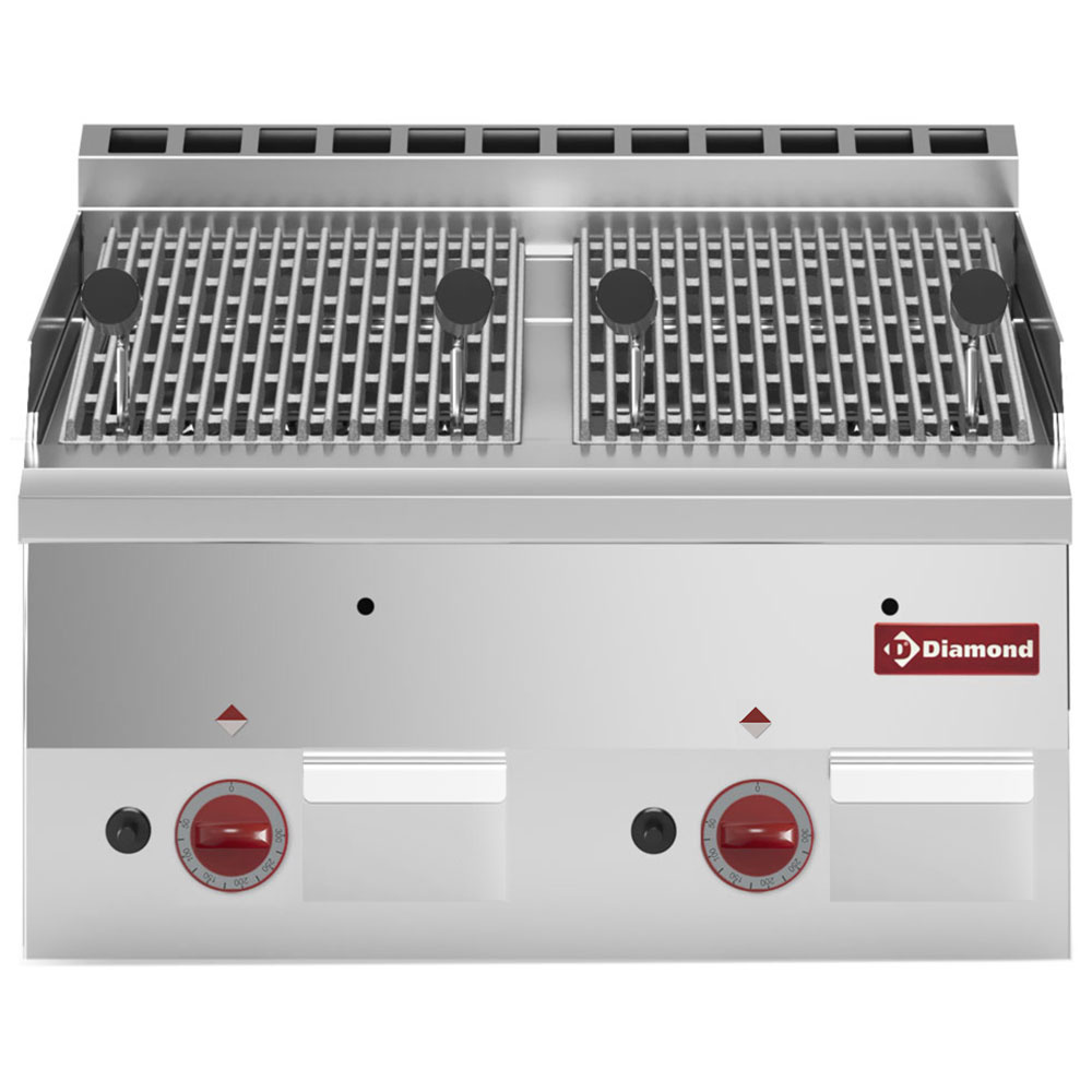 G60/GPL6T-N Grill pierres de lave gaz avec grille de cuisson en fonte -Top-
