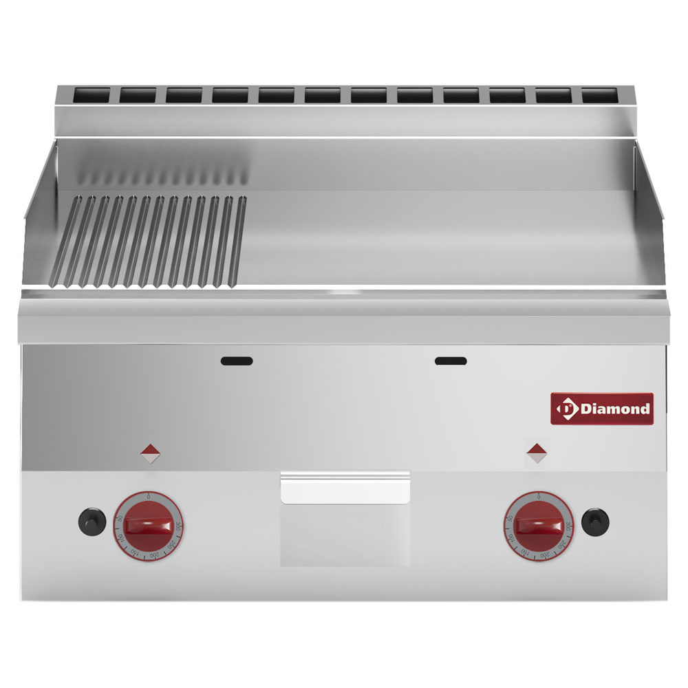 G60/PM6T-N Plaque de cuisson gaz, surface 2/3 lisse et 1/3 nervurée -Top-