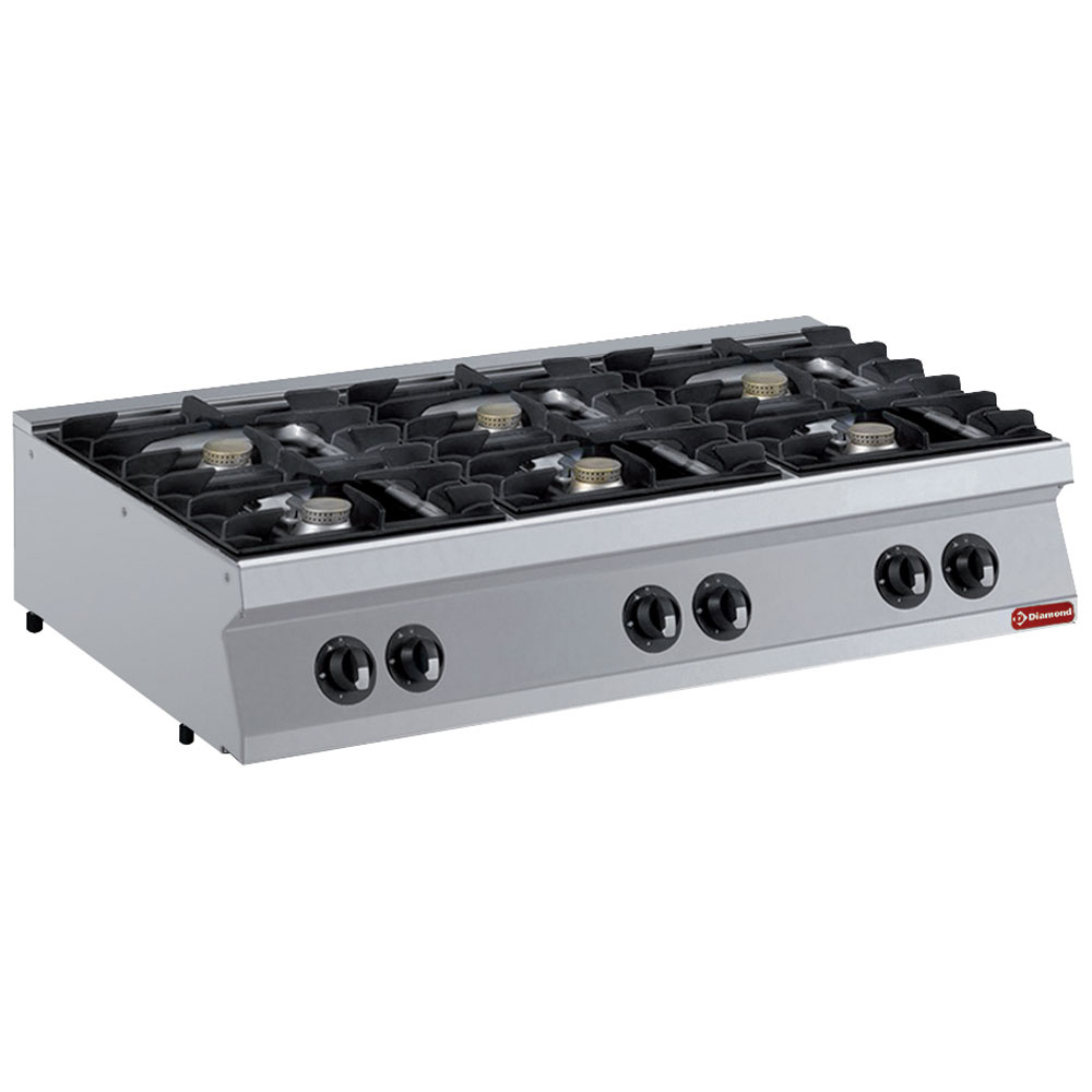 G17/6F12T-N Cuisinière 6 feux gaz, Bruleurs 6x 5,5 kW -TOP -