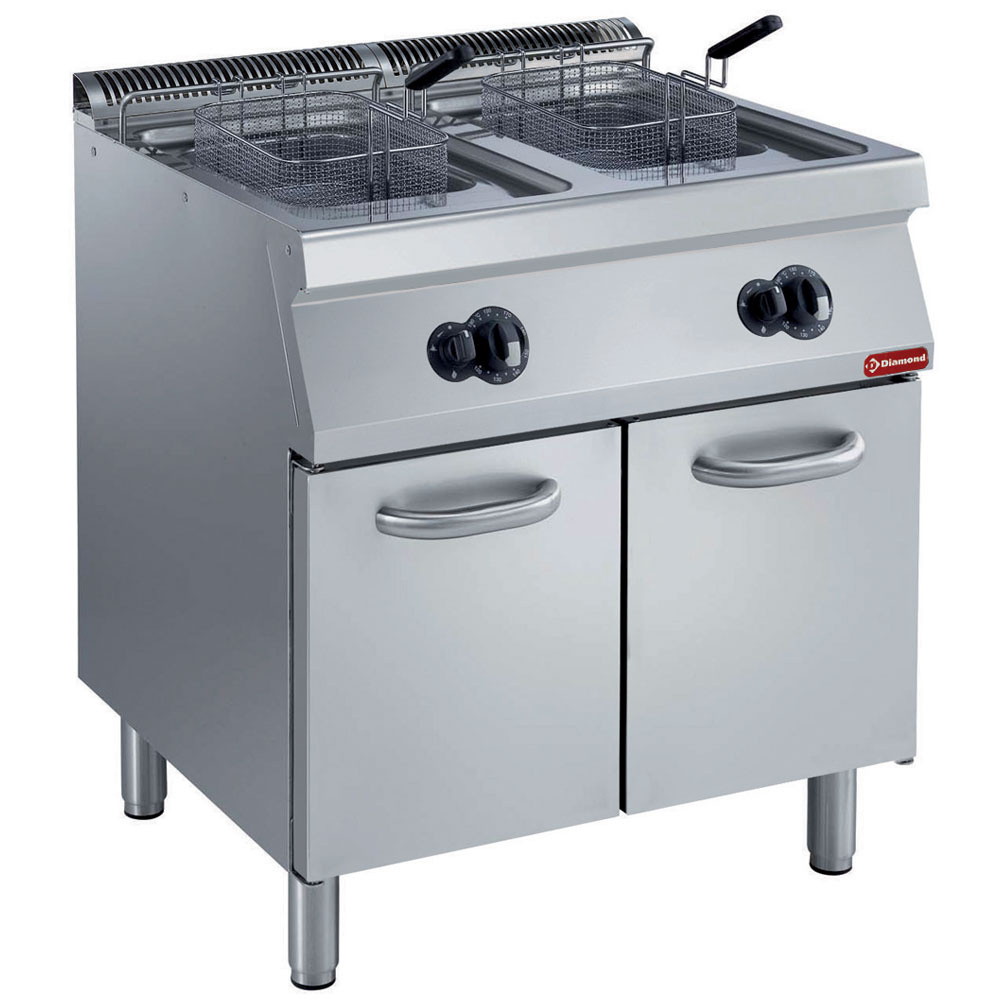 G17/F30A8-N Friteuse gaz 2 cuves en "Y" 2x 15 litres, brûleurs extérieurs, sur armoire