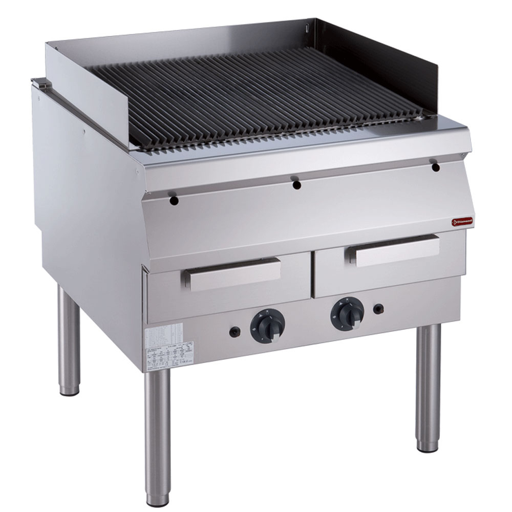 G22/GPLP8-N Grill vapeur, grille en fonte, sur piétement