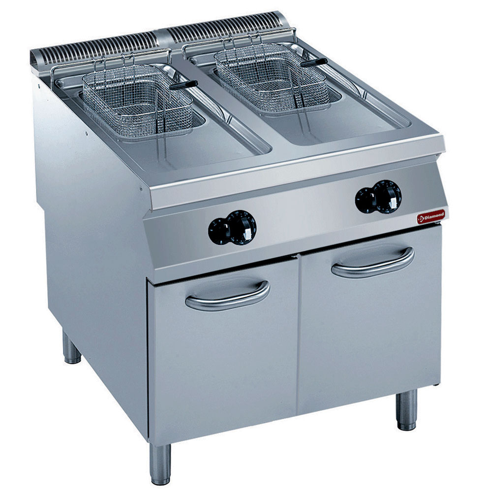 G22/F30A8-N Friteuse gaz 2 cuves "Y" 15 litres, brûleurs extérieurs, sur meuble