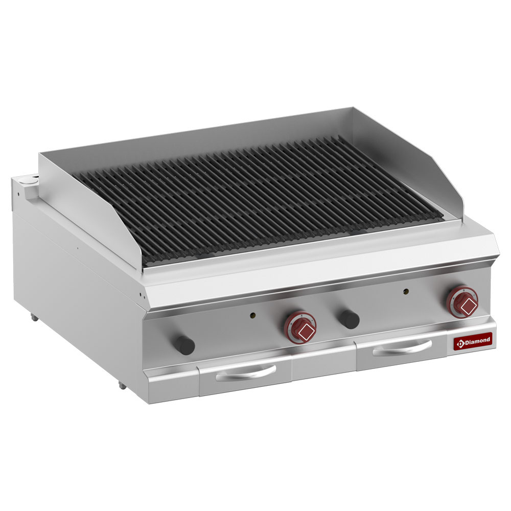 G7/GPL8T-ZN Grill pierre de lave, module 1/1, grille en fonte "double face"-Top-