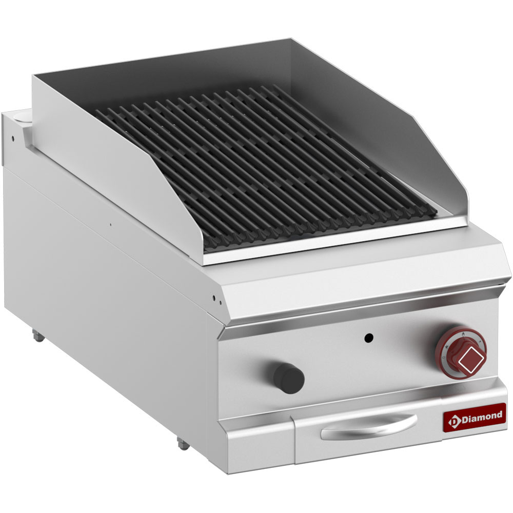 G7/GPL4T-ZN Grill pierre de lave, module 1/2, grille en fonte "double face"-Top-