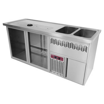 Refrigerated wall element, self-service, swing doors - FULL BLACK