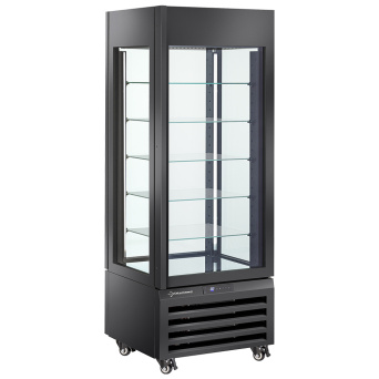 Fully glassed showcase" 440 Lt., 1 level + 2 shelves, ventilated - WINE - BLACK