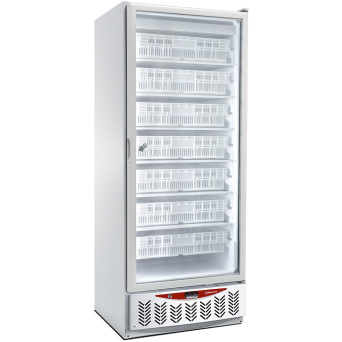 Ventilated refrigerator, glass door, 400 liters. white