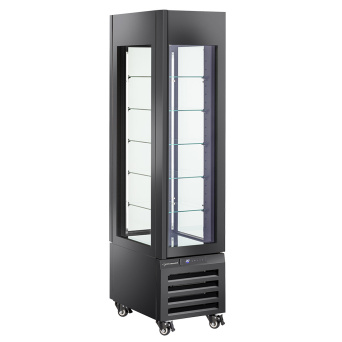 [10354] Vitrine "FULL glazed" 440 Lt., 6 glass levels, static - ICE CREAM - BLACK