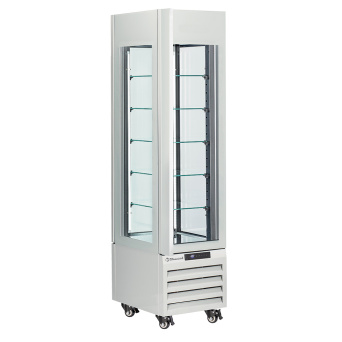 [10356] Vitrine "FULL glazed" 440 Lt., 6 glass levels, static - ICE CREAM - WHITE