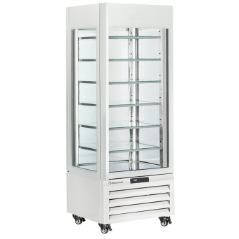 [10368] Fully glassed showcase" 600 Lt., 2 shelves & meat bar, ventilated - MEAT - WHITE