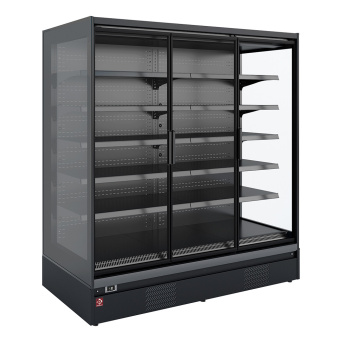 [10484] Refrigerated wall element, glass sides, self-service, swinging doors - Black decor