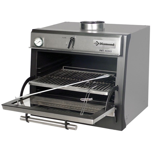 [11930] CBQ-060/SS Four-BBQ à charbon, GN 1/1 (60 Kg/h)/Inox