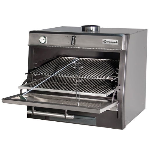 [11937] CBQ-075/SS Four-BBQ à charbon, GN 1/1 + GN2/4 (75 Kg/h)/Inox