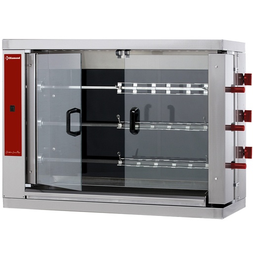 [12053] RVE/3C-CM Rôtissoire électrique vitrocéramique, 3 broches (18 poulets)