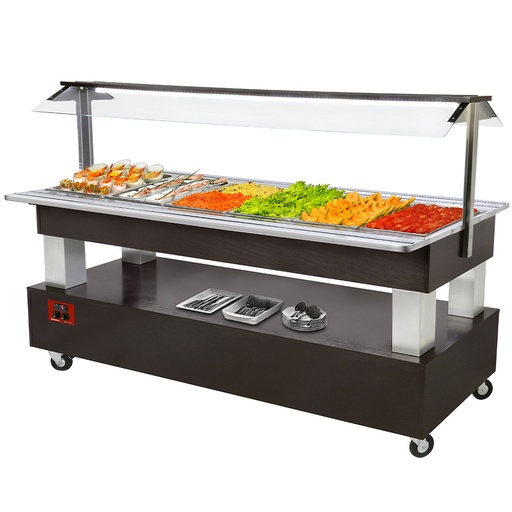 [12695] Buffet - Salade bar réfrigéré, 6x GN 1/1-150 (bois Wengé)