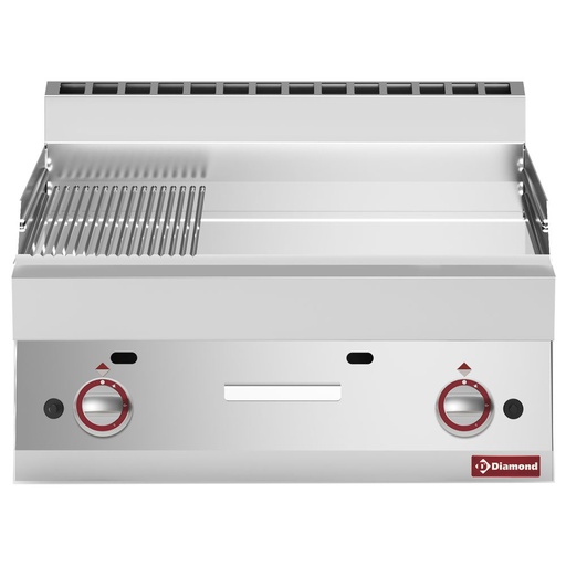 [13595] G65/PMCD7T-N Plaque de cuisson gaz 2/3 lisse - 1/3 rainurée -Top- chrome dur "50 µm"