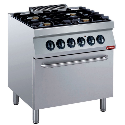 [14118] G17/4BFE8-230/3--N Fourneau 4 feux 5,5 kW + four électrique GN 2/1