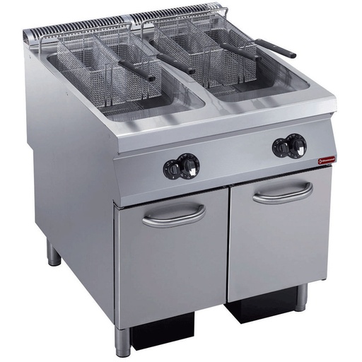 [14481] G22/F46A8-S Friteuse gaz 2 cuves "Y" 23 litres, brûleurs extérieurs, sur meuble
