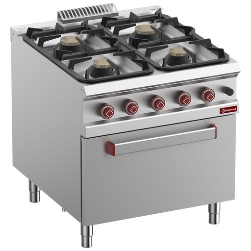 [14648] G9/4BF8-N Fourneau 4 feux sur four gaz GN 2/1