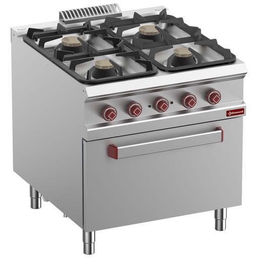 [14655] G9/4BFE8-N Fourneau 4 feux gaz, four électrique GN 2/1