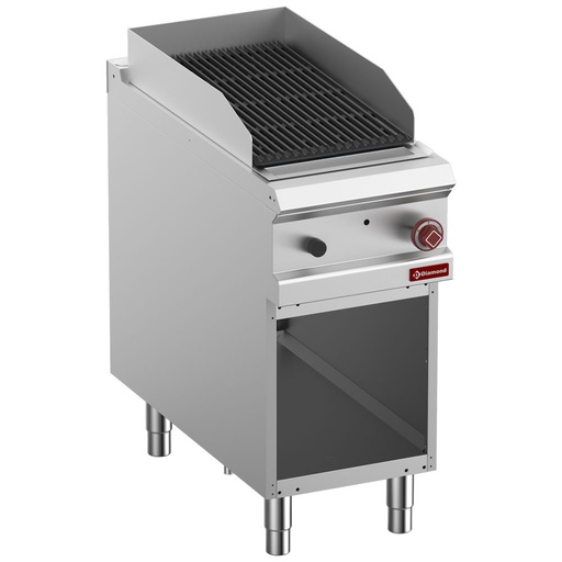 [14750] G9/GPLA4-ZN Grill pierre de lave, module 1/2, grille "2 faces" en fonte, armoire ouverte